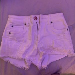American Eagle White Ripped Shorts